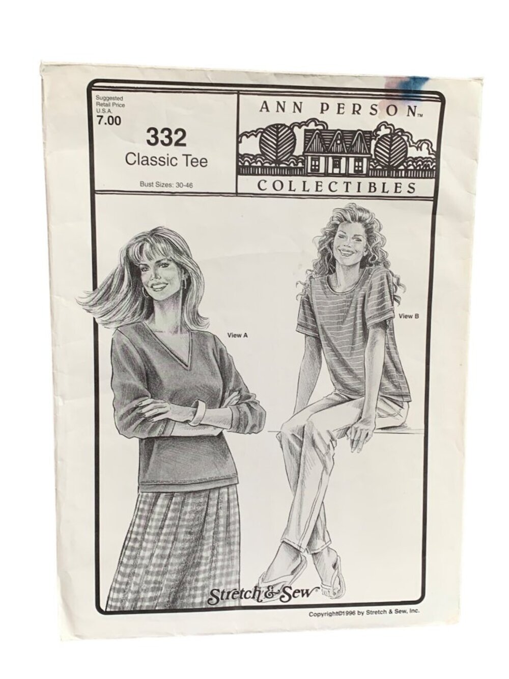 Ann Person 332 Tee Sewing Pattern Bust Size 30-32-34-38-40-42-44-46 Uncut